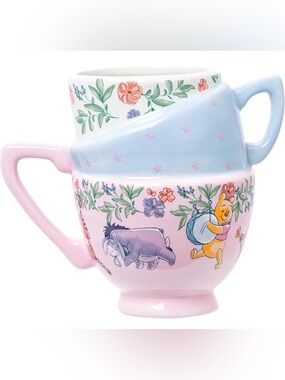 Winnie the Pooh Floral Stacking Style Ceramic Mug - Pooh, Tigger, Piglet Eeyore